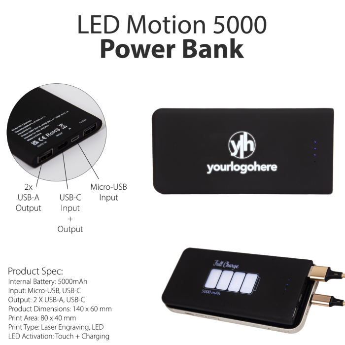 LED 5000 Motion Power Bank - Image 5