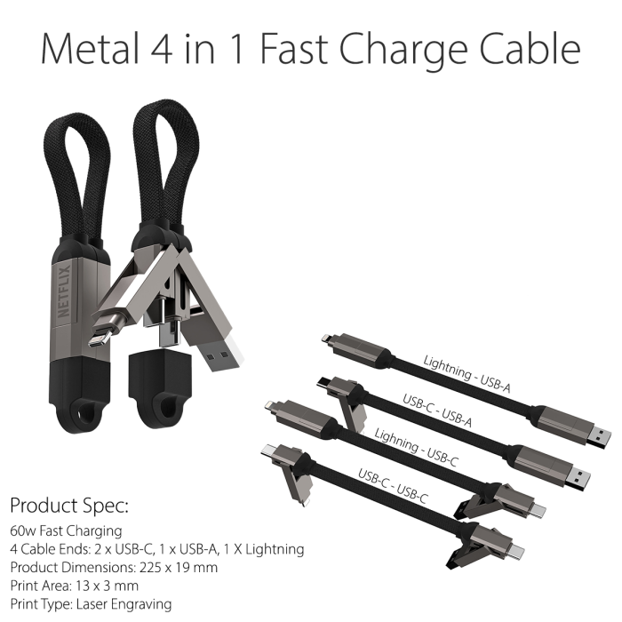 Metal 4 in 1 Fast Charge Cable - Image 8